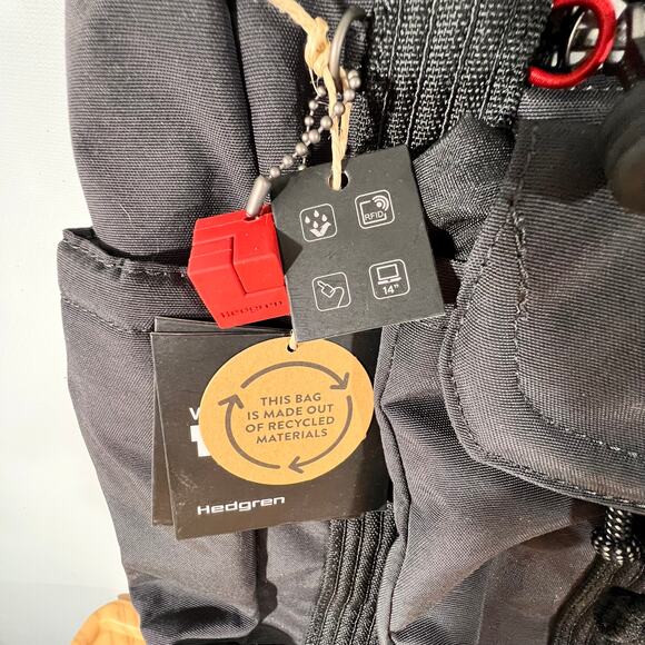 Hedgren Ramble Black RFID Nylon Laptop Tote Bag Sustainable Travel Work - Picture 6 of 9